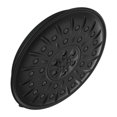 Click here to see Delta 52487-BL Delta Four-Setting Touch-Clean 8-1/4in Round Shower Head, WaterSense, H2Okinetic UltraSoak and PowerDrench Sprays, 1.75 GPM, Matte Black - 52487-BL
