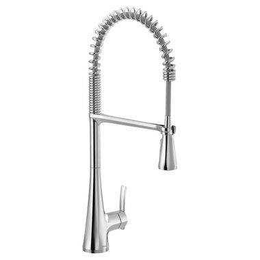Click here to see Moen S5235 Moen Sinema Single Handle Pre-Rinse Spring Pull-Down Kitchen Faucet w/ PowerBoost, Duralock, Chrome - S5235