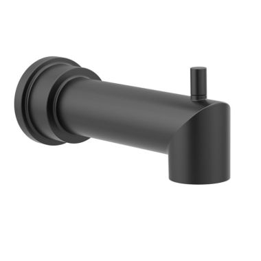 Click here to see Moen 165914BL Moen Arris 7-1/8-inch Wall-Mount Matte Black Tub Spout with Pull-Up Diverter, 1/2-inch Connection Size, Slip Fit - 165914BL