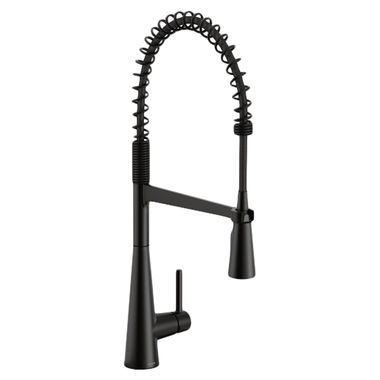 Click here to see Moen 5925BL Moen Sleek Single Handle Pre-Rinse Spring Pulldown Kitchen Faucet, Matte Black - 5925BL