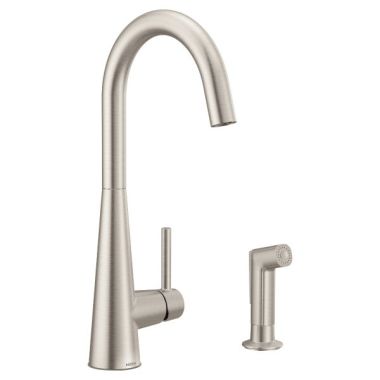 Click here to see Moen 7870SRS Moen Sleek Single Handle Kitchen Faucet w/ Side Spray, Spot Resist Stainless - 7870SRS