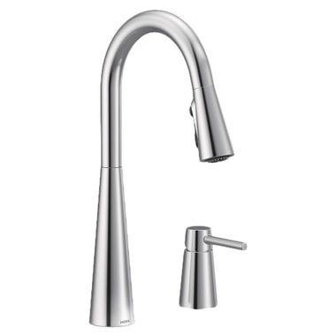 Click here to see Moen 7871 Moen Sleek Single Handle High Arc Pull-Down Kitchen Faucet, 2 Hole, Chrome - 7871