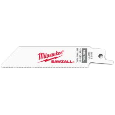 Click here to see Milwaukee 48-00-5183 Sawzall 48-00-5183 Bi-Metal Reciprocating Saw Blade, 4 in L x 3/4 in W x 0.035 in T, 18 TPI