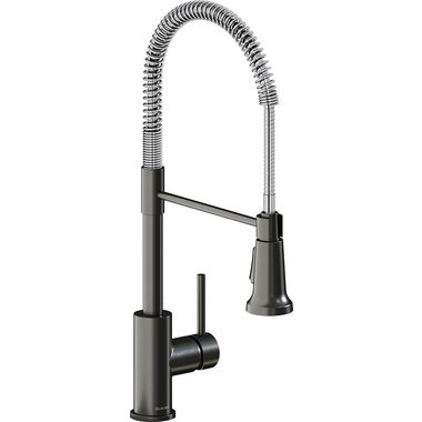 Click here to see Elkay LKAV2061BKCR Elkay Avado Single Handle Kitchen Faucet w/ Semi-Professional Spout, Black Stainless/Chrome - LKAV2061BKCR