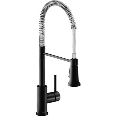 Click here to see Elkay LKAV2061MBCR Elkay Avado Single Handle Kitchen Faucet w/ Semi-Professional Spout, Matte Black/Chrome - LKAV2061MBCR
