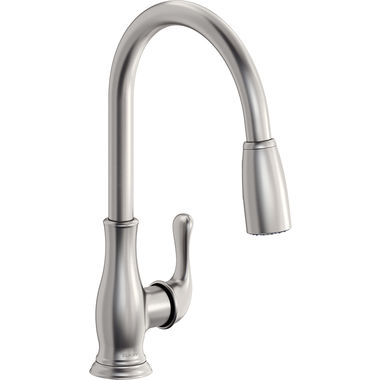 Click here to see Elkay LKEC2041LS Elkay Explore Single Handle Pull-Down Kitchen Faucet, Forward Only Lever, Lustrous Steel - LKEC2041LS