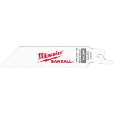 Click here to see Milwaukee 48-00-5185 Sawzall 48-00-5185 Bi-Metal Reciprocating Saw Blade, 4 in L x 3/4 in W x 0.035 in T, 24 TPI
