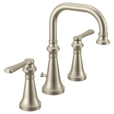 Click here to see Moen TS44102BN Moen Colinet Two-Handle Widespread Lavatory Faucet, 1.2 GPM, Lever Handles, WaterSense, Brushed Nickel - TS44102BN
