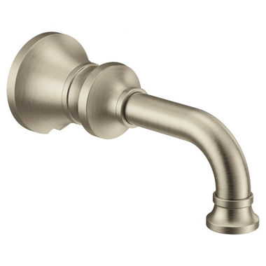 Click here to see Moen S5001BN Moen Colinet Wall Mounted Brushed Nickel Non-Diverter Tub Spout, 1/2-inch Connection Size, Slip Fit - S5001BN