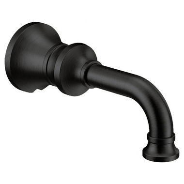 Click here to see Moen S5001BL Moen Colinet Wall Mounted Matte Black Non-Diverter Tub Spout, 1/2-inch Connection Size, Slip Fit - S5001BL