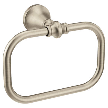 Click here to see Moen YB0586BN Moen CSI Colinet Wall Mounted Towel Ring, Zinc Constructed, Brushed Nickel - YB0586BN
