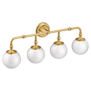 Click here to see Moen YB0564BG Moen Colinet 4-Globe Bathroom Vanity Light, Brushed Gold - YB0564BG