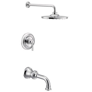 Click here to see Moen UTS344303 Moen Colinet M-Core 3-Series Tub/Shower Faucet with 2.5 GPM Rainshower, 1-Function, Single Lever Handle, M-PACT, Immersion, Chrome - UTS344303