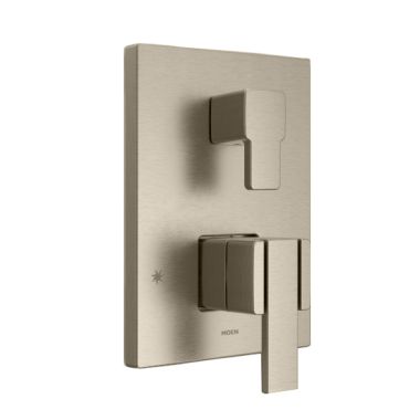 Click here to see Moen UTS9011BN Moen 90 Degree M-CORE 3-Series Valve Trim w/ Transfer, Lever Handles, Brushed Nickel - UTS9011BN