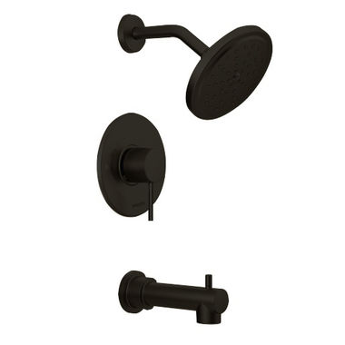 Click here to see Moen UT3293EPBL Moen Align M-Core 3-Series Tub/Shower Faucet with 1.75 GPM Rainshower, 1-Function, Single Lever Handle, M-PACT, Immersion, Matte Black - UT3293EPBL