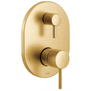 Click here to see Moen UT3290BG Moen Align M-CORE 3-Series Valve Trim w/ Transfer, Lever Handles, Brushed Gold - UT3290BG
