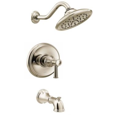 Click here to see Moen UT3313EPNL Moen Belfield M-Core 3-Series Tub/Shower Faucet with 1.75 Rainshower, 1-Function, Single Lever Handle, M-PACT, Immersion, Polished Nickel - UT3313EPNL