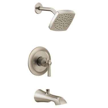 Click here to see Moen UTS3913BN Moen Flara M-Core 3-Series Tub/Shower Faucet with 2.5 GPM Rainshower, 1-Function, Single Lever Handle, M-PACT, Immersion, Brushed Nickel - UTS3913BN