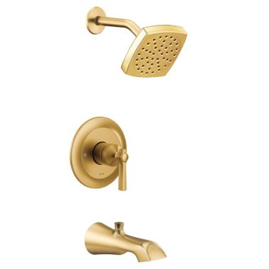 Click here to see Moen UTS3913EPBG Moen Flara M-Core 3-Series Tub/Shower Faucet with 1.75 GPM Rainshower, 1-Function, Single Lever Handle, M-PACT, Immersion, Brushed Gold - UTS3913EPBG
