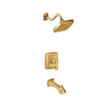 Click here to see Moen UT3693BG Moen Voss M-Core 3-Series Tub/Shower Faucet with 2.5 GPM Rainshower, 1-Function, Single Lever Handle, M-PACT, Immersion, Brushed Gold - UT3693BG