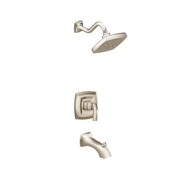 Click here to see Moen UT3693EPNL Moen Voss M-Core 3-Series Tub/Shower Faucet with 1.75 GPM Rainshower, 1-Function, Single Lever Handle, M-PACT, Immersion, Polished Nickel - UT3693EPNL