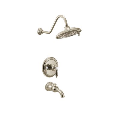 Click here to see Moen UTS33103NL Moen Weymouth M-Core 3-Series Tub/Shower Faucet with 2.5 GPM Rainshower, 2-Function, Single Lever Handle, M-PACT, Immersion, Polished Nickel - UTS33103NL