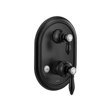 Click here to see Moen UTS4311BL Moen Weymouth M-CORE 3-Series Valve Trim w/ Transfer, Lever Handle, Matte Black - UTS4311BL