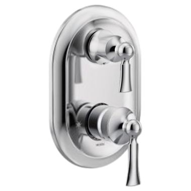 Click here to see Moen UT5500 Moen Wynford M-CORE 3-Series Valve Trim w/ Transfer, Lever Handles, Polished Chrome - UT5500