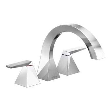 Click here to see Delta T2746 Delta Trillian Two-Handle Roman Tub Faucet Trim, C-Spout, Lever Handles, ADA-Compliant, Chrome - T2746 