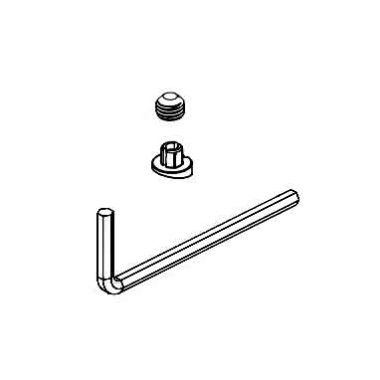 Click here to see Delta RP101447KS Delta RP101447KS Trillian Handle Set Screw, Button Cover, and Allen Wrench - Black Stainless