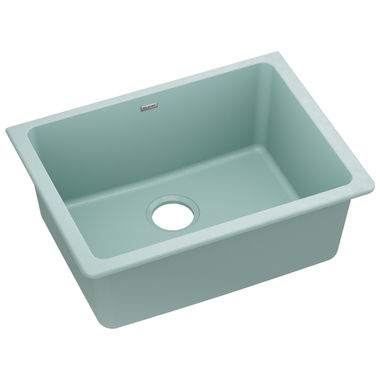Click here to see Elkay ELXU2522MT0 Elkay ELXU2522MT0 Quartz Luxe Single Bowl Undermount Sink, Mint Creme