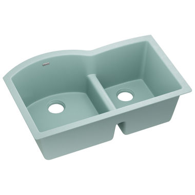 Click here to see Elkay ELXHU3322RMT0 Elkay Quartz Luxe Double Bowl 60/40 Undermount Sink with Aqua Divide - Mint Creme (ELXHU3322RMT0)