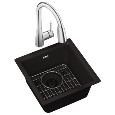 Click here to see Elkay ELG1616BK0FC Elkay ELG1616BK0FC Quartz Classic Single Bowl Dual Mount Bar Sink Kit with Faucet, Black