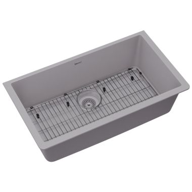 Click here to see Elkay ELGRU13322GS0C Elkay ELGRU13322GS0C Quartz Classic Single Bowl Undermount Sink Kit, Greystone