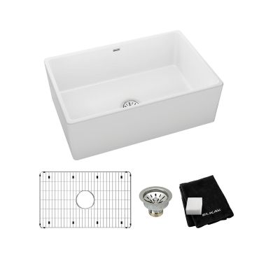 Click here to see Elkay SWUF28179WHC Elkay SWUF28179WHC Fireclay Single Bowl Farmhouse Sink Kit, 30