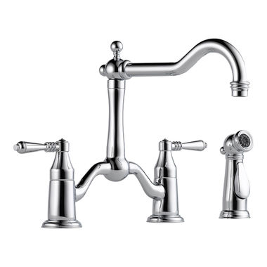Click here to see Brizo 62536LF-PC Brizo Tresa Two-Handle Bridge Kitchen Faucet w/ Side Spray, Polished Chrome - 62536LF-PC