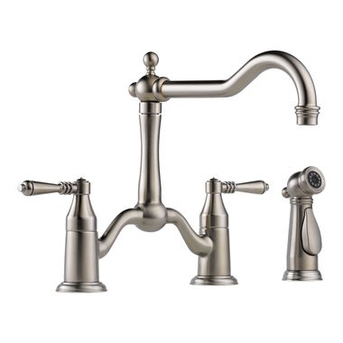 Click here to see Brizo 62536LF-SS Brizo Tresa Two-Handle Bridge Kitchen Faucet w/ Side Spray, Stainless Steel - 62536LF-SS