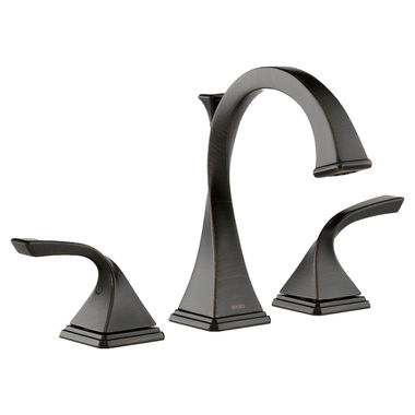Click here to see Brizo 65330LF-RB Brizo Virage Two-Handle Widespread Deck-Mount Venetian Bronze Bathroom Faucet with Metal Pop-Up, 1.5 GPM, Three-Hole, Ceramic Cartridge - 65330LF-RB
