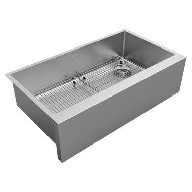 Click here to see Elkay EFRUFF3417RDBG Elkay EFRUFF3417RDBG Crosstown Single Bowl Farmhouse Sink Kit, Stainless Steel, 35-7/8