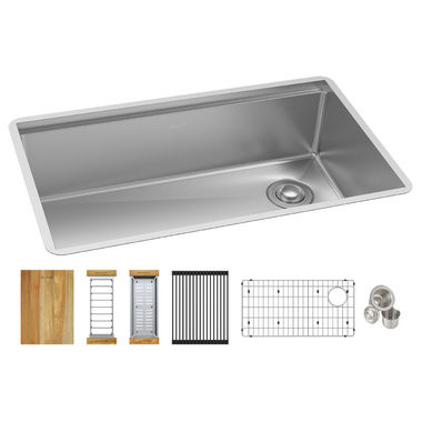 Click here to see Elkay ECTRU30169RTWC  Elkay ECTRU30169RTWC Crosstown 18-Gauge Workstation Stainless Steel Single Bowl Undermount Sink Kit, 31-1/2