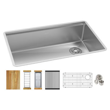 Click here to see Elkay EFRU30169RTWC Elkay EFRU30169RTWC Crosstown 16-Gauge Workstation Stainless Steel Single Bowl Undermount Sink Kit, 31-1/2