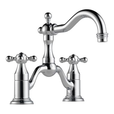 Click here to see Brizo 65538LF-PC Brizo Tresa Two-Handle Widespread Bridge Polished Chrome Bathroom Faucet with Cross Handles, 1.5 GPM, Two-Hole, Less Drain - 65538LF-PC
