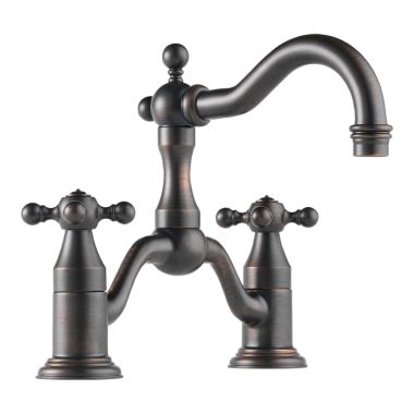 Click here to see Brizo 65538LF-RB Brizo Tresa Two-Handle Widespread Bridge Venetian Bronze Bathroom Faucet with Cross Handles, 1.5 GPM, Two-Hole, Less Drain - 65538LF-RB