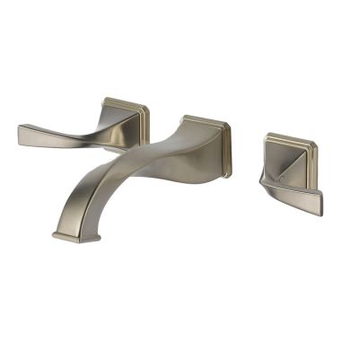 Click here to see Brizo 65830LF-BN Brizo Virage Two-Handle Wall-Mount Brilliance Brushed Nickel Bathroom Faucet with Metal Grid Strainer and Overflow, 1.5 GPM - 65830LF-BN
