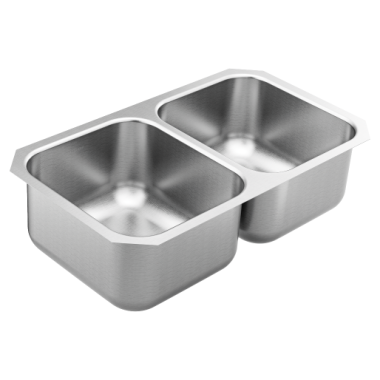 Click here to see Moen GS18212 Moen GS18212 1800 Series Stainless Steel Undermount Double Bowl Kitchen Sink - Brushed