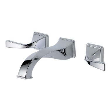 Click here to see Brizo 65830LF-PC Brizo Virage Two-Handle Wall-Mount Polished Chrome Bathroom Faucet with Metal Grid Strainer and Overflow, 1.5 GPM - 65830LF-PC