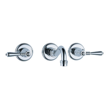 Click here to see Brizo 65836LF-PC Brizo Tresa Two-Handle Wall-Mount Polished Chrome Bathroom Faucet with Grid Strainer, Lever Handles, Three-Hole, 1.5 GPM - 65836LF-PC