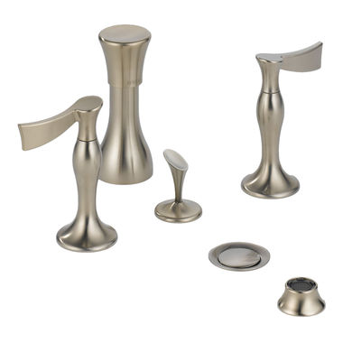 Click here to see Brizo 68490-BNLHP Brizo RSVP Two-Handle Bidet Faucet with Diverter and Metal Pop-Up, 4-Hole, Less Handles, Brushed Nickel - 68490-BNLHP
