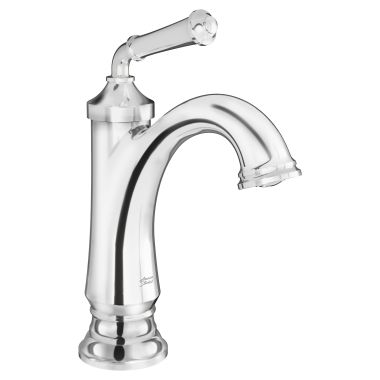 Click here to see American Standard 7052107.002 American Standard Delancey Single-Handle Polished Chrome Bathroom Faucet with Push Pop-Up Drain and Hoses, 1.2 GPM, Single Hole, Lead-Free- 7052107.002