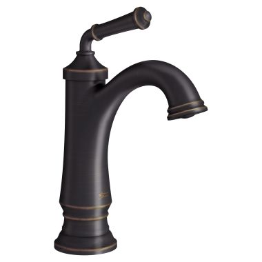 Click here to see American Standard 7052107.278 American Standard Delancey Single-Handle Legacy Bronze Bathroom Faucet with Brass Pop-Up Drain, Top Lever Handle, 1.2 GPM - 7052107.278